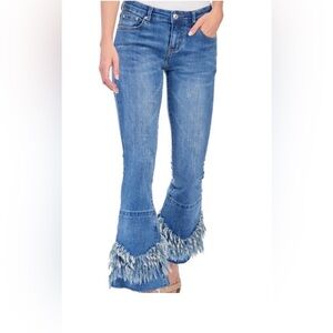 Luxe Moda Fringe Frayed Distressed Women Blue Denim Jeans
Size 10